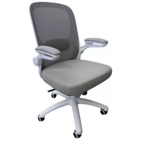   Irodai forgószék, szürke hálós háttámla, szövet ülőlap, fehér műanyag váz és lábkereszt,"Kea"
