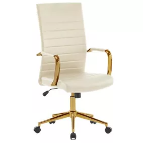   Irodai forgószék, textilbőr borítás, krómozott arany lábkereszt, "Golden 6", bézs