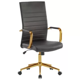   Irodai forgószék, textilbőr borítás, krómozott arany lábkereszt, "Golden 6", fekete