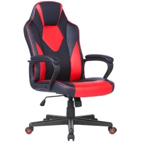   Irodai forgószék, mesh-textilbőr borítás, fekete lábkereszt, párnázott karfa, "Newdale", fekete-piros