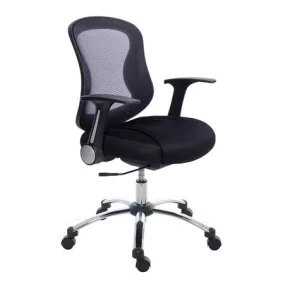   Irodai szék, karfás, fekete szövetborítás, feszített hálós háttámla, króm lábkereszt, MAYAH "Spirit"