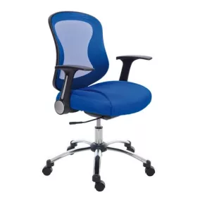   Irodai szék, karfával, kék szövetborítás, feszített hálós háttámla, króm lábkereszt, MAYAH "Spirit"