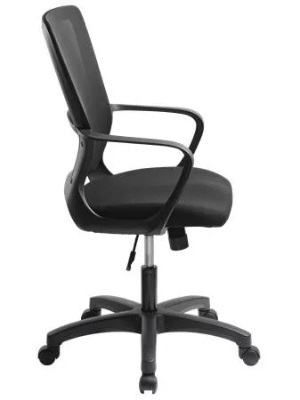 Irodai szék, karfás, fekete szövetborítás, feszített hálós háttámla, fekete lábkereszt, MAYAH "Vega", fekete
