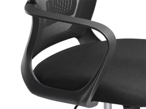 Irodai szék, karfás, fekete szövetborítás, feszített hálós háttámla, fekete lábkereszt, MAYAH "Vega", fekete