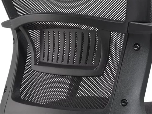 Irodai szék, karfás, fekete szövetborítás, feszített hálós háttámla, fekete lábkereszt, MAYAH "Vega", fekete