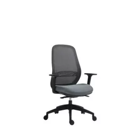   Irodai szék, karfás, fekete szövetborítás, feszített hálós háttámla, fekete lábkereszt, MAYAH "Mid Chair II", fekete