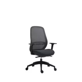   Irodai szék, karfás, fekete szövetborítás, feszített hálós háttámla, fekete lábkereszt, MAYAH "Mid Chair II", fekete