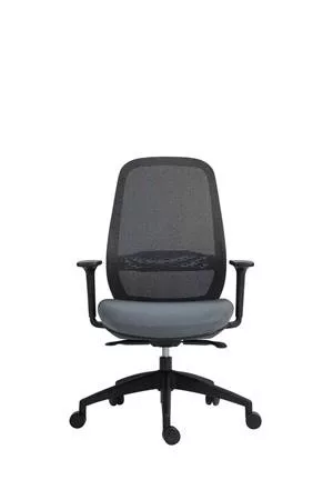 Irodai szék, karfás, fekete szövetborítás, feszített hálós háttámla, fekete lábkereszt, MAYAH "Mid Chair II", fekete