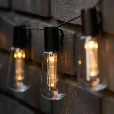 Retró Edison körte izzó forma LED Szolár Napelemes Dekor Lampion 10db 4,7m DS010
