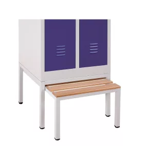   Alászerelt öltözőpad kihúzható ülőkével fém öltözőszekrényhez, Szürke/bükk, 400mmx1200mmx800mm, Szürke/bükk