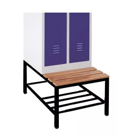   Alászerelt öltözőpad fém öltözőszekrényhez, cipőtartó ráccsal, Fekete/bükk, 400mmx1200mmx800mm, Fekete/bükk