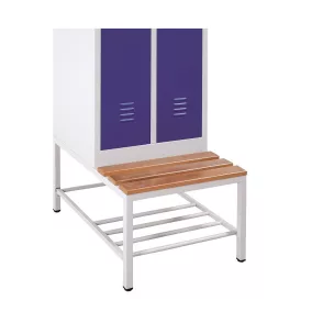   Alászerelt öltözőpad fém öltözőszekrényhez, cipőtartó ráccsal, Szürke/bükk, 400mmx400mmx800mm, Szürke/bükk