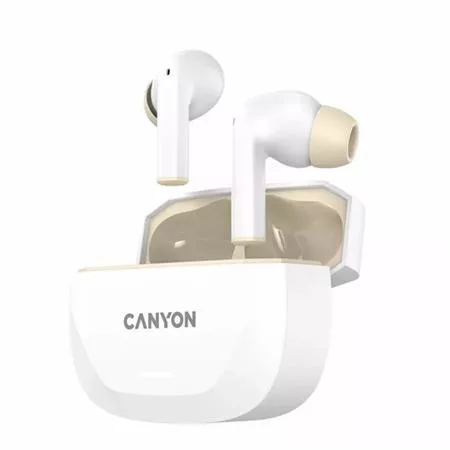 Fülhallgató, TWS vezeték nélküli, Bluetooth 5.4, CANYON "Hexagon 7", fehér-bézs