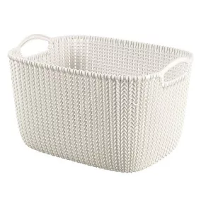   Kötött hatású kosár, L méret, CURVER "Knit", fehér