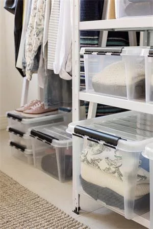 Műanyag tárolódoboz, 8 liter, fekete fogantyúkkal, SMARTSTORE "Classic 14", átlátszó