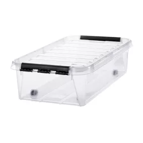   Műanyag tárolódoboz, 31 liter, fekete fogantyúkkal és görgőkkel, SMARTSTORE "Classic 35", átlátszó