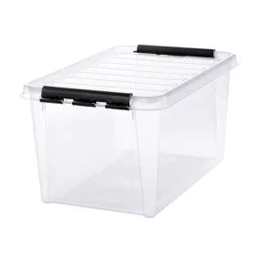   Műanyag tárolódoboz, 47 liter, fekete fogantyúkkal, SMARTSTORE "Classic 45", átlátszó