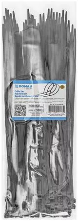 Kábelkötegelő, gyorskötöző, 4,8x300mm, DONAU "Tech", fekete