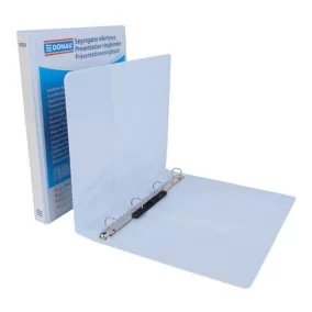   Gyűrűs könyv, panorámás, 4 gyűrű, D alakú, 37 mm, A4, PP, DONAU, fehér