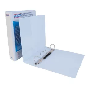   Gyűrűs könyv, panorámás, 4 gyűrű, D alakú, 63 mm, A4, PP, DONAU, fehér