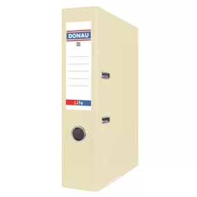   Iratrendező, 75 mm, A4, PP/karton, élvédő sínnel, DONAU "Life", pasztell sárga