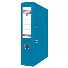   Iratrendező, 75 mm, A4, PP/karton, élvédő sínnel, DONAU "Life", neon kék
