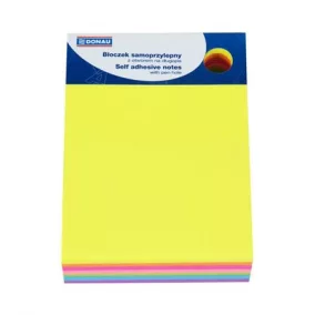   Öntapadó jegyzettömb, 101x76 mm, 7x40 lap, DONAU, vegyes szín