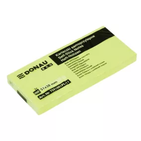   Öntapadó jegyzettömb, 51x38mm, 3x100 lap, DONAU "ECO", sárga