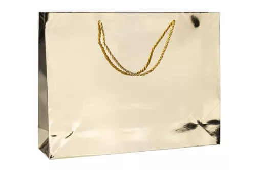 Ajándéktáska, zsinórfüles, 40x30x10 cm, DONAU "Home", vegyes metál színek