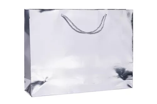 Ajándéktáska, zsinórfüles, 40x30x10 cm, DONAU "Home", vegyes metál színek