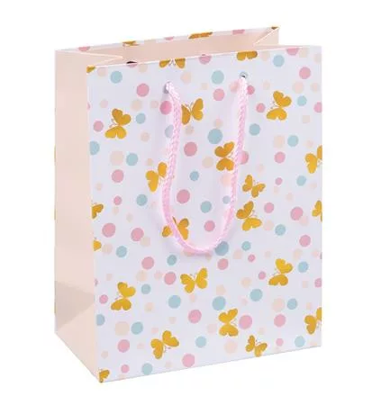 Ajándéktáska, zsinórfüles, 18x23x10 cm, DONAU "Home", vegyes minta