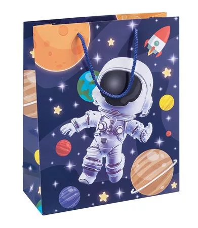 Ajándéktáska, zsinórfüles, 25x30x10 cm, DONAU "Home", vegyes gyermek minta