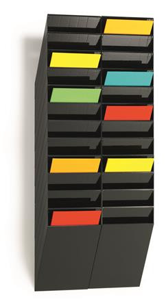 Prospektustartó, fali, álló, A4, DURABLE "FLEXIBOXX 12", fekete