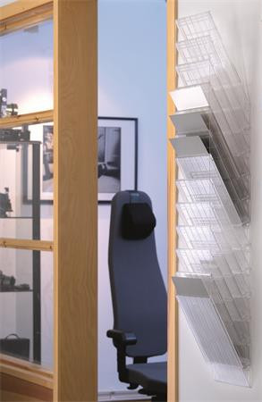 Prospektustartó, fali, álló, A4, DURABLE "FLEXIBOXX 12", áttetsző