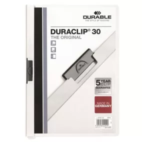   Gyorsfűző, klipes, A4, DURABLE "DURACLIP® 30", fehér