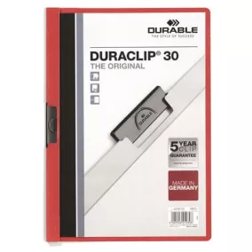   Gyorsfűző, klipes, A4, DURABLE "DURACLIP® 30", piros