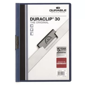   Gyorsfűző, klipes, A4, DURABLE "DURACLIP® 30", sötétkék