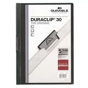   Gyorsfűző, klipes, A4, DURABLE "DURACLIP® 30", sötétzöld
