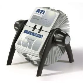   Névjegykártyatartó, műanyag, 400 db-os, forgatható, fekvő, DURABLE, "VISIFIX®", fekete