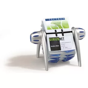   Névjegykártyatartó, műanyag, 400 db-os, forgatható, fekvő, DURABLE, "VISIFIX®", ezüst