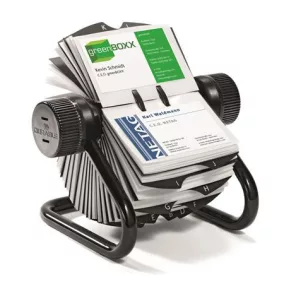   Névjegykártyatartó, fém, 400 db-os, forgatható, fekvő, DURABLE, "VISIFIX®", fekete