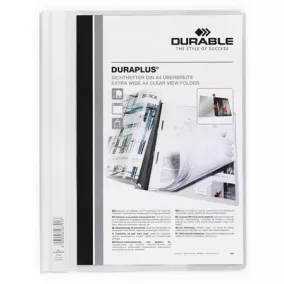   Gyorsfűző, A4, széles, panorámás, DURABLE "DURAPLUS®", fehér