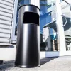 Tűzálló szemetes, kerek, hamutartóval, DURABLE "Safe", fekete