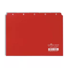 Regiszter, PP, A5, 25 részes, A-Z, DURABLE, piros