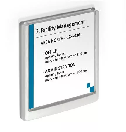 Információs tábla, 149x148,5 mm, DURABLE "CLICK SIGN", fehér