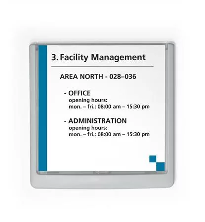 Információs tábla, 149x148,5 mm, DURABLE "CLICK SIGN", fehér