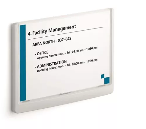 Információs tábla, 210x148,5 mm, DURABLE "CLICK SIGN", fehér