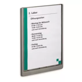   Információs tábla, 210x297 mm, DURABLE „CLICK SIGN”, szürke