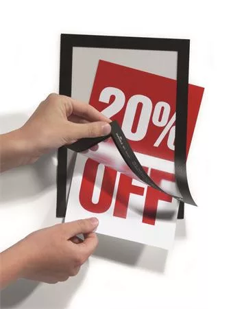 Infokeret, A5, öntapadó háttal, mágneses előlappal, DURABLE "DURAFRAME", ezüst-fekete