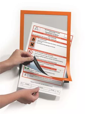 Infokeret, A4, öntapadó háttal, DURABLE "DURAFRAME®", narancssárga